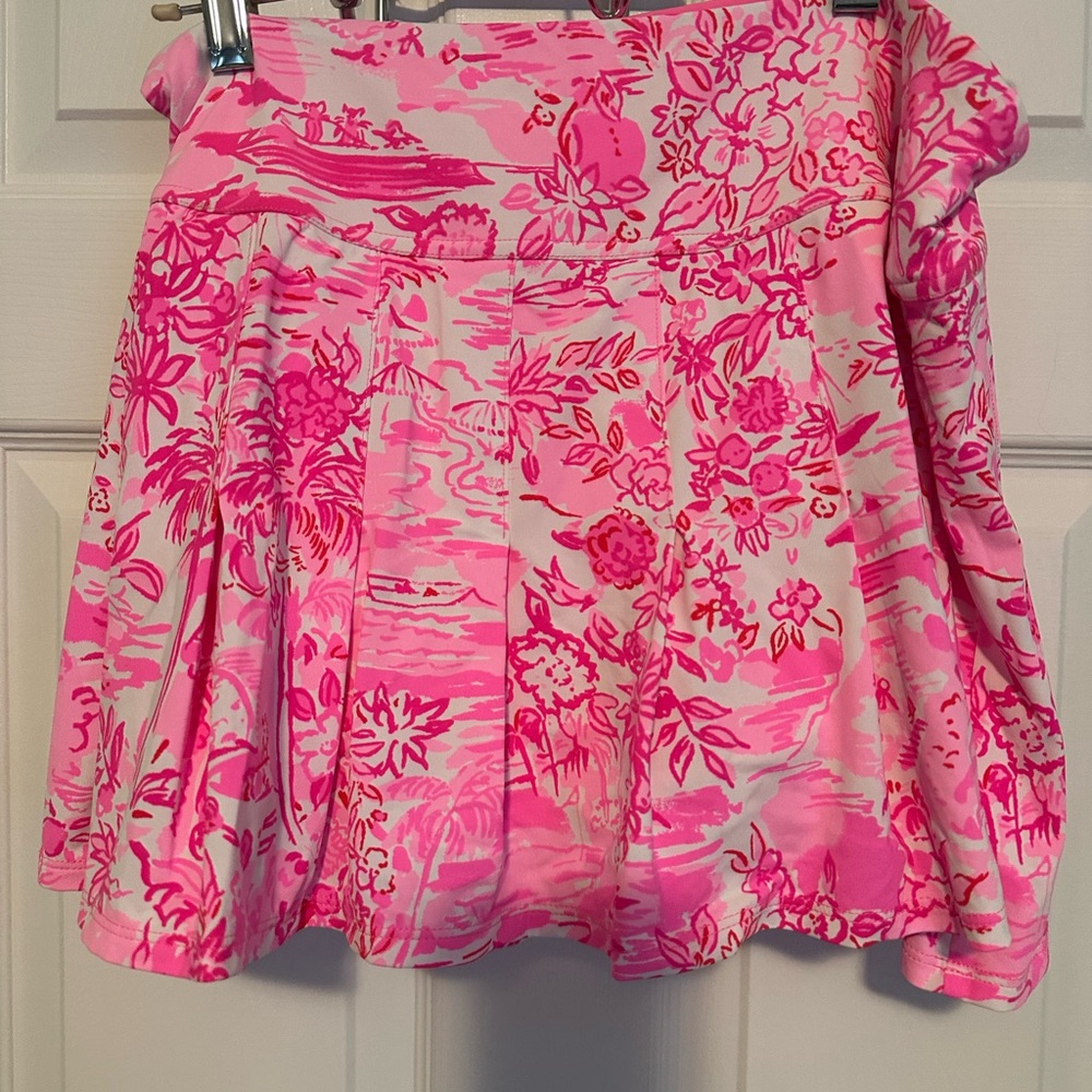 Lilly Pulitzer Luxletic Annora Skort Peony Pink Seaside Scene